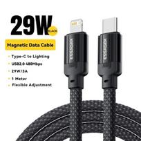 „Essager“ 29 W magnetinis USB C laidas su „Lightning 3A“ greito įkrovimo nesipainiojančiu magnetiniu įkroviklio laidu, skirtu „Airpod iPhone 14 13 12 pro“ 1m juoda