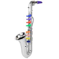 Plastikinis vaikiškas saksofonas žaislas Mini saksofonas Saksas Vaikai Muzikos instrumentas Žaislas Dovana Sidabrinis sidabras