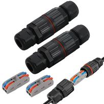 2 vnt. IP68 vandeniui atspari jungiamoji dėžutė, lauko 2 krypčių elektros kabelių jungtis, keičiamos svirtinės laidų jungtys AWG 28-12