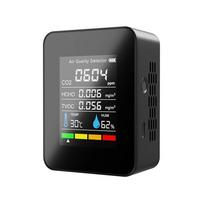 5 viename oro kokybės monitorius CO2 matuoklis anglies dioksido detektorius CO2 CO TVOC temperatūros drėgmės aptikimo testeris šiltnamio įrankis juoda