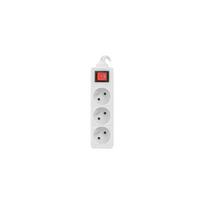 Power strip 3m, white, 3 sockets, with switch, cable made of solid copper