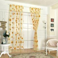 Saulėgrąžų rašto užuolaida Namų dekoracija Poliesterio pluošto langų tiulio užuolaida Gėlių organza 100x200cm/39.37x78.74in geltona
