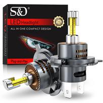 2 vnt 4 pusių 25000LM H4 LED automobilių priekinių žibintų lemputės Canbus Hi/Lo Beam žibintai belaidžiai su ventiliatoriumi Auto Mini Motociklo Plug&Play turbo lempa 6500K balta 12V H4/9003/HB2 Hi/Lo gray