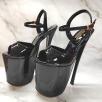 19 cm Sexy Platform Pole Dance aukštakulniai sandalai Vasariniai Super High Sandalai Modelis Catwalk Batai 34 juoda