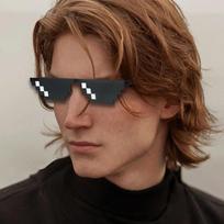 Thug Life Akiniai nuo saulės Pixelated Vyrai Moterų Gamintojas Vakarėlis Akiniai Mozaika UV400 Vintažiniai akiniai Unisex žaisliniai akiniai Komiški akiniai