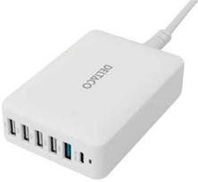 DELTACO daugiafunkcis 6 USB įkroviklis, 4x USB-A, 1x USB-A 18W, 1x USB-C PD 30W / USBC-MO100 / 1902112