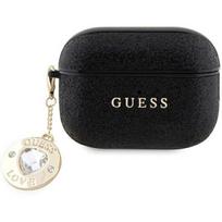 Guess GUAP2PGEHCDK „Fixed Glitter Heart Diamond Charm“ dėklas „AirPods 2“ juodas