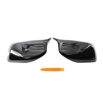 2 vnt. BMW E60 E61 E63 E64 2004-2007 m. Blizgančio juodo sparno galinio vaizdo veidrodėlio dangteliai