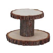 Kekso desertų padėklas Medinis Vestuvių stalo dekoras Lėkštės Rustic vakarėliams Stalui Tortui 2 tier small