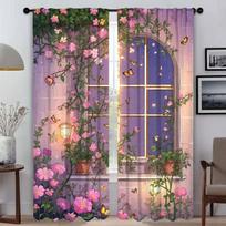 Garden Blackout Curtain for Room 2 Panel Curtains for Bedroom Partition Shades Halloween Decoration Home Interior Curtains Child W50xH70cmx2pcs-CL