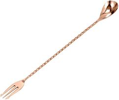 BAR PROFESSIONAL Barmeno šaukštas su šakute, 50 cm ilgio, varinis