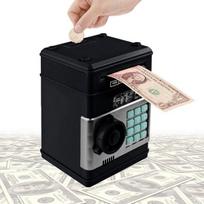 Slaptažodis Pinigų dėžutė Elektroninė Piggy Bank bankomatas Pinigų monetų taupymo dėžutė Bankomato banko seifas Automatinis įnašas Banknotas Kalėdų dovana balta