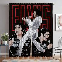 Modern Living Room Curtains 2 Pieces Elvis Halloween Decoration Home Interior Curtains for Camera Blackout Curtain Partition W50xH70cmx2pcs-CL