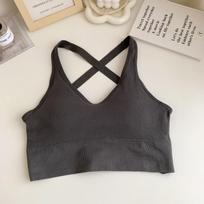 Cross Sexy Strapless Spice Girl with A Design Sense of Niche French Outside To Wear Summer Small Halter Vest Short Top One size