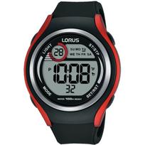 Lorus Vyriškas laikrodis R2379LX9 juodos spalvos silikoniniu dirželiu juoda/raudona