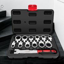 12 viename keičiamų reketinių veržliarakčių rinkinys, mechaninis metalinis veržliaraktis su greito atleidimo funkcija, veidrodinis poliravimas, neslystantis, aukšta temperatūra 12 in 1