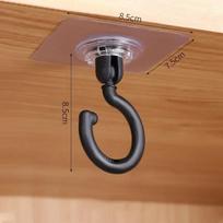 5pcs Self-Adhesive Hooks 360° Swivel Wall Ceiling Extra Strong Transparent Hanger Organizer Large Towel Hooks Bathroom Kitchen 5pcs juoda