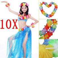 10 vnt. Havajų tropinės paplūdimio temos Luau vakarėlio gėlių lei vėrinys girlianda