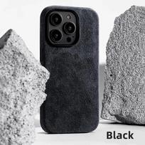 Naujas Prabangus Fur Flush odos audinio telefono dėklas, skirtas iPhone 12 13 14 15 Pro Max zomšinės medžiagos mobiliojo telefono dangtelis For IPhone15 Pro Max juoda