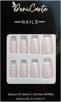 Blue Deni Carte Tipsy French - False Nails In French Style - Baltas Mėlyna French