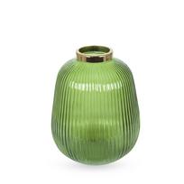 Stiklinė vaza su metalo dekoru DECOSILUET Žalia 17,5x17,5x24cm