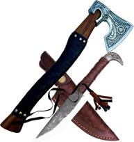 CraftTal® Vikingų kirvis su RABANHEAD peiliu "2-in-1" rinkinys Rankų darbo 1095 anglinio plieno ašmenys Naujųjų metų Kalėdų jubiliejaus dovana vikingų mėgėjams LARP