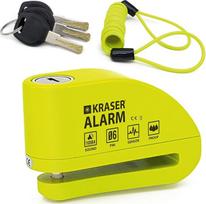 KRASER KR6Y Stabdžių disko užraktas su 110 dB signalizacija, sustiprintas, atsparus vandeniui, atminties laidas, transportavimo krepšys, priedai, motociklo užraktas, universalus Vespa E-bike, motociklo užraktas, dviračio užraktas