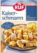 RUF "Kaiserschmarrn" tradicinis stilius be razinų, itin puri tešla, greitai ir lengvai paruošiama tik iš pieno ir kiaušinio, klasikinis austriškas skanėstas, 1 x 165 g