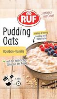 RUF Pudingas "Puding Oats Bourbon Vanilla", avižiniai dribsniai ir pudingas, be cukraus, tik natūralus agavų ir maltų vanilės pupelių saldumas, 1 x 60 g