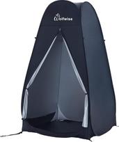 WolfWise Pop-Up Duschzelt, Groß Toilettenzelt, Umkleidezelt, Tragbar Camping Duschkabine WC Zelt Mobile Umkleidekabine Outdoor Klozelt Sichtschutz Geräumiges Privatzelt für Wandern Strand Schwarz