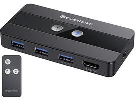 "Cable Matters" USB 3.0 KVM jungiklis HDMI (HDMI USB jungiklis) 2 kompiuteriams su 4K @ 60Hz HDMI vaizdo įrašu ir 3x 5Gbps USB prievadais