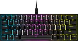 "Corsair K65 RGB Mini 60% laidinė mechaninė žaidimų klaviatūra Cherry MX jungikliai Raudonas PBT dvigubo smūgio klaviatūra, suderinama su iCUE, QWERTY ES - PC, Mac, Xbox, juoda