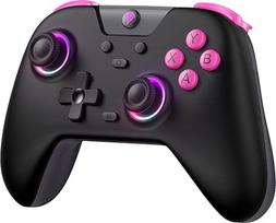 "EasySMX X05" valdiklis kompiuteriui su 7 spalvų RGB apšvietimu, belaidis valdiklis kompiuteriui su "Hall" jutikliais ir "Hall" paleidikliais, "Bluetooth" valdiklis kompiuteriui, "Switch", "Steam" ir mobiliajam telefonui, juodas