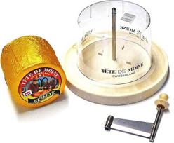 "Girolle" originalus "Swiss Made" sūrio pjaustymo rinkinys "Tete de Moine Reserve Matured Whole Loaf" dangtelis