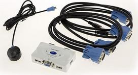 "Kalea Informatique" KVM jungiklis pelės klaviatūros ekranas 2 kompiuteriams - VGA/USB - automatinis ir nuotolinis valdymas - pridedamas KVM kabelis