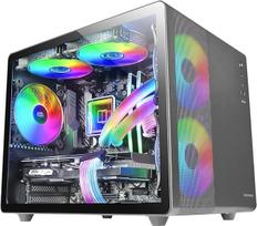 "Mars Gaming MC-400 Compact microATX" žaidimų korpusas, juodas, pilnas šoninis langas, grūdintas stiklas, 3 x 120 mm FRGB ventiliatoriai, tinklelio formos šoninis skydelis