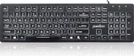 "Perixx" 11474 PERIBOARD-317 USB laidinė apšviesta klaviatūra, baltas LED apšvietimas, 17,32 "x5,08 "x1,06" matmenys
