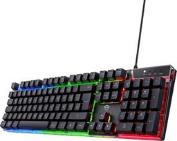 "Trust Gaming GXT 835 Azor" žaidimų klaviatūra su apšvietimu, vokiškas QWERTZ išdėstymas, pilno dydžio klaviatūros išdėstymas, 3 šviesos diodų spalvų režimai, "Anti-Ghosting", 12 daugialypės terpės funkcijų klavišų, kompiuteris / nešiojamasis kompiuteris