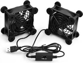 2 USB tylus kompiuterio ventiliatorius, 80 mm USB bešepetėlinis aušinimo ventiliatorius, 5 V bešepetėlinis kompiuterio ventiliatorius, dvigubas rutulinių guolių ventiliatorius, 2 in 1 korpuso ventiliatorius 2600 aps/min 32CFM maršrutizatoriui PS5 TV dėžut