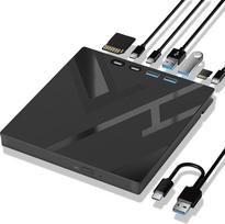 7 in 1 išorinis DVD diskas, išorinis CD/DVD diskas nešiojamajam kompiuteriui su SD/TF prievadu, CD įrašymo įrenginys DVD grotuvas DVD įrašymo įrenginys USB 3.0/Type C, CD ROM išorinis diskas CD diskas nešiojamajam kompiuteriui "Windows Linux