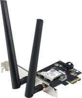 ASUS PCE-AXE5400 "WiFi 6E PCI-E" adapteris (dvi išorinės antenos, 6 Hz dažnių juosta, 160 MHz, "Bluetooth 5.2", WPA3, OFDMA, MU-MIMO)