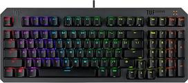 ASUS TUF Gaming K3 Gen II žaidimų klaviatūra su 97 klavišais, RGB opto-mechaniniais jungikliais, silikoniniu sandarikliu, smūgius sugeriančiomis putomis, vandeniui atsparia IP57, nuimama viršutine plokštele ir "Aura Sync", AZERTY