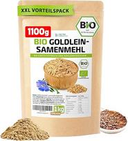 Auksiniai linų sėmenų miltai "Gold Linseed Flour Organic" 1 kg + 100 g "Extra XXL Value Pack" Auksiniai linų sėmenų miltai, daug baltymų, be glitimo ir mažai angliavandenių, auksiniai linų sėmenų miltai kaip miltų pakaitalas