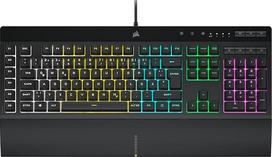 CORSAIR K55 RGB PRO laidinė membraninė žaidimų klaviatūra (dinaminis RGB foninis apšvietimas, 6 makro klavišai su integruota "Elgato" programine įranga, IP42 apsauga nuo dulkių ir purslų), QWERTZ, juoda.