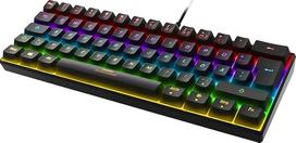 DELTACO GAMING DK430 - Mechaninė žaidimų klaviatūra (RGB apšvietimas, 60 %, raudoni jungikliai, vokiškas QWERTZ išdėstymas) - juoda