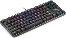 DR1TECH Raven+ mechaninė TKL žaidimų klaviatūra kompiuteriui/PS4 su RGB apšvietimu - 87 klavišai, apsaugantys nuo šmėklų - ergonomiška USB klaviatūra su kabeliu (tarptautinis išdėstymas), juoda