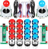 EG STARTS Arcade Cabinet Parts 2 x 8-Way Joystick + 16 x LED apšviestas mygtukas + 2 žaidėjai + monetų mygtukai, skirti Raspberry Pi 3B modelio projektui "pasidaryk pats