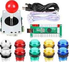 EG STARTS Nullverzögerung USB Encoder zu PC Spiele Red Joystick + 10x LED beleuchtet 5V Druckknöpfe für Arcade Joystick DIY Kits Teile Mame Raspberry Pi 2 3 3B