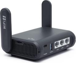 GL.iNet AXT1800 (Slate AX) mažas gigabitinis "WiFi 6" maršrutizatorius namams ir kelionėms, greitis iki 1 800Mbps, dviguba 6 dažnių juosta, 3 Gigabit LAN prievadai, VPN / WPA3 / IPV6, MU-MIMO, OFDMA