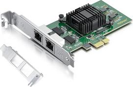 H!Fiber.com 1.25G NIC, 2 RJ45 prievadai, 1.25GbE Ethernet tinklo plokštė, su "Intel 82576" lustu, palaiko "Windows Server/Linux/VMware", PCI Express 2.0 X1 (nepalaiko X11, Mac)